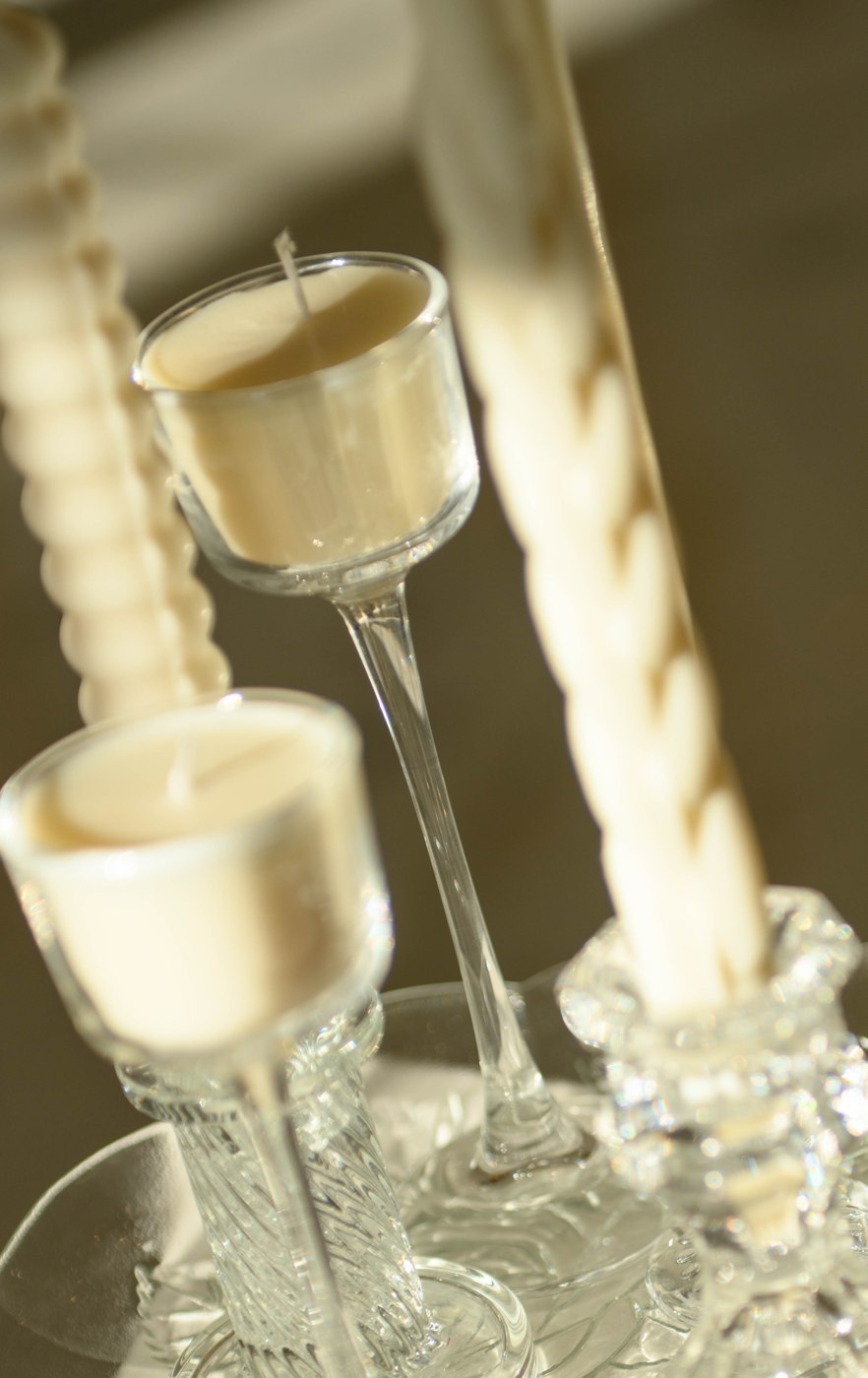 LaRue & Co. candles on columns at a wedding venue
